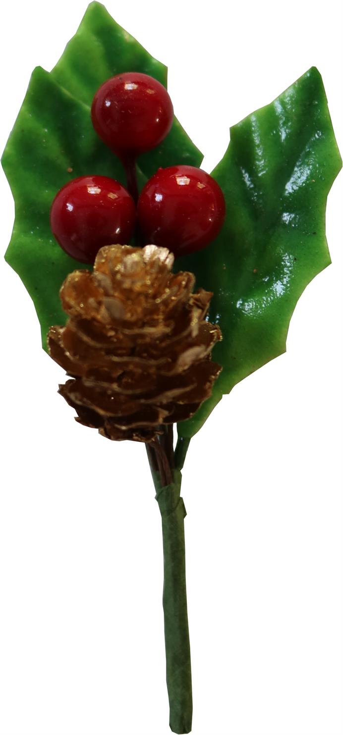 Afbeeldingen van Ds à 72 hulsttakje met bes en dennenappel 8 cm