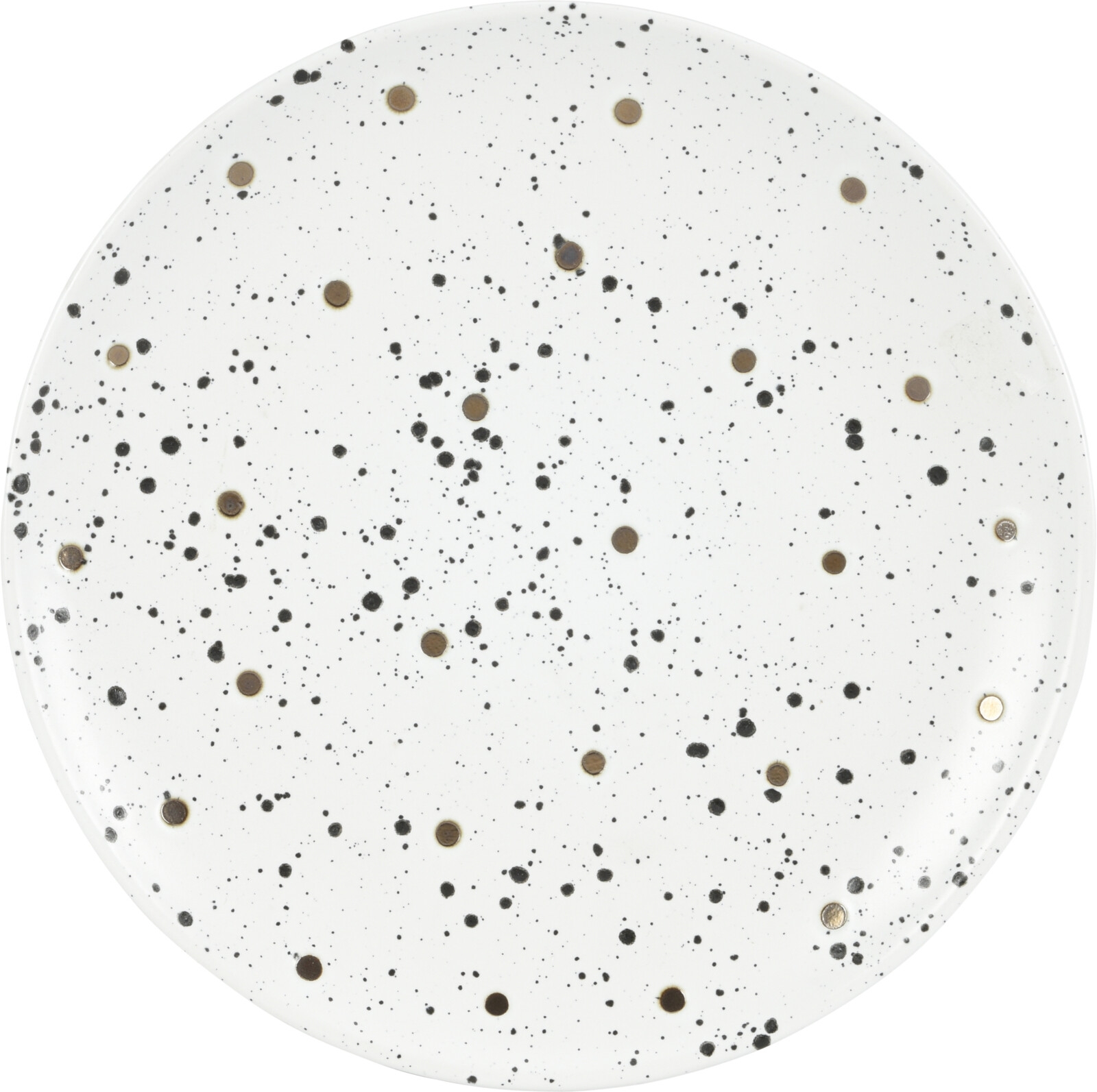Afbeeldingen van Bord keramiek 20,5 cm wit met metallic stippen
