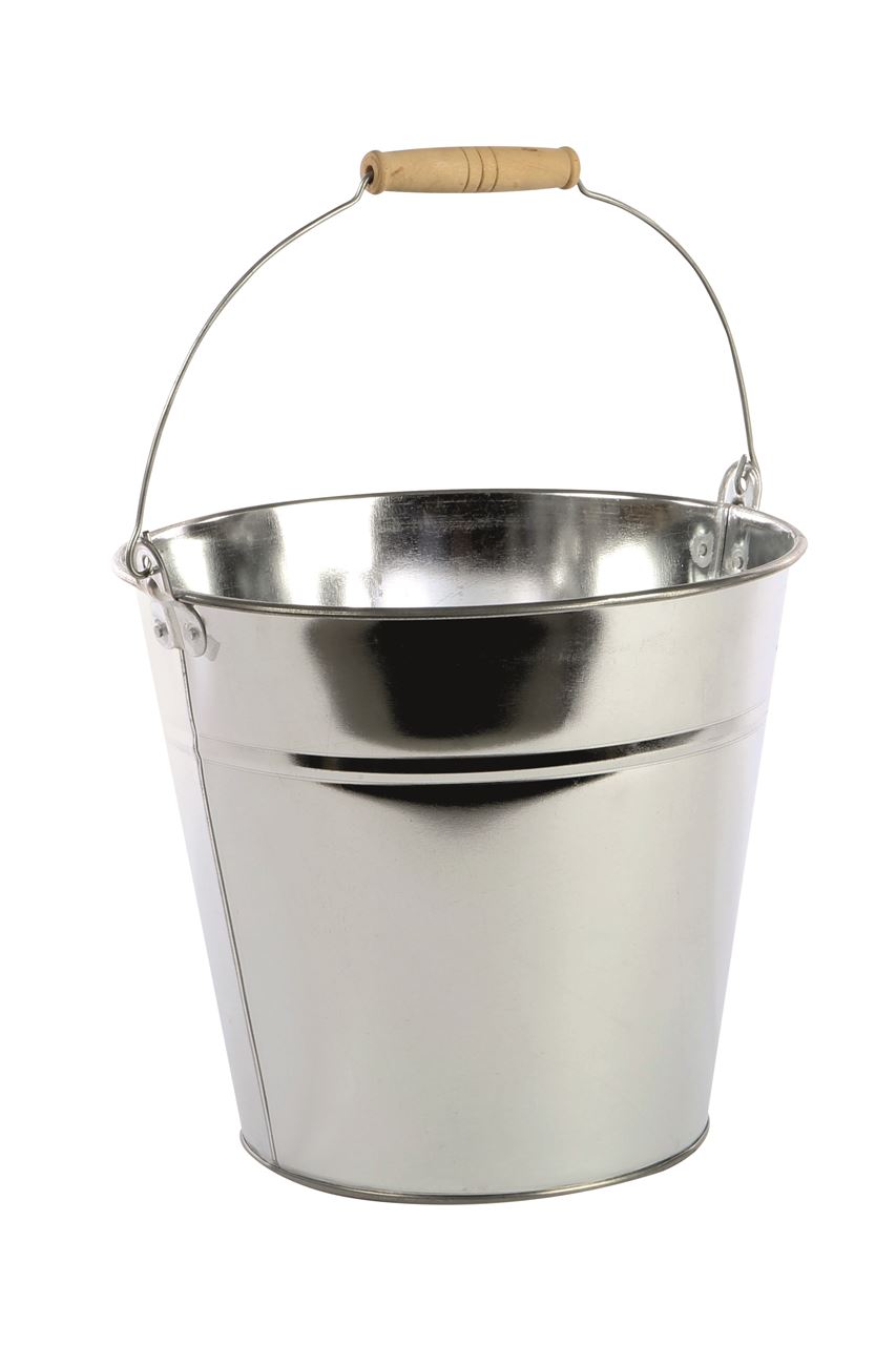 Afbeeldingen van Zinken emmer 24/16x22 cm 8 ltr met houten greep 