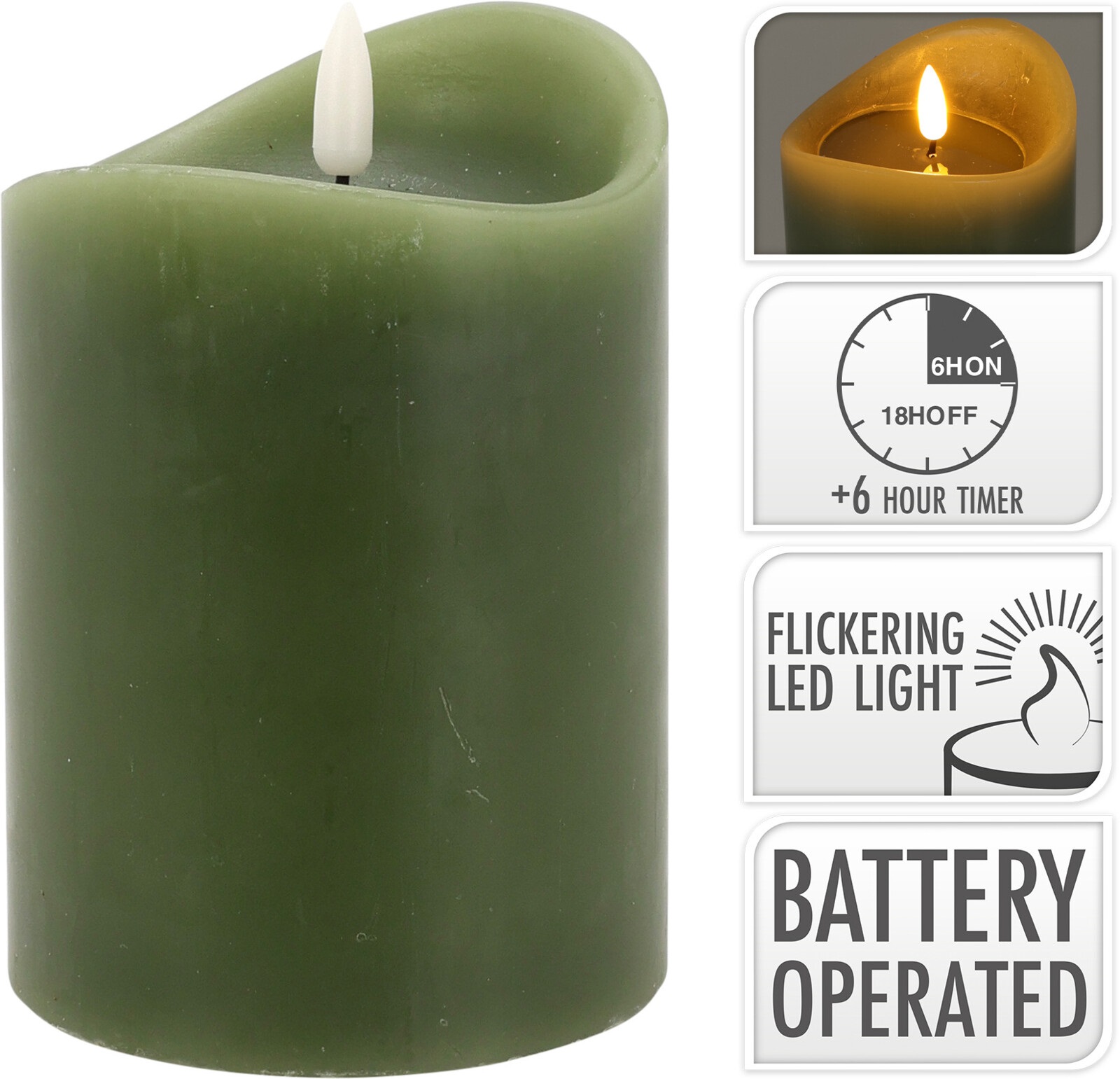 Afbeeldingen van Ledkaars 9x12,5 cm groen