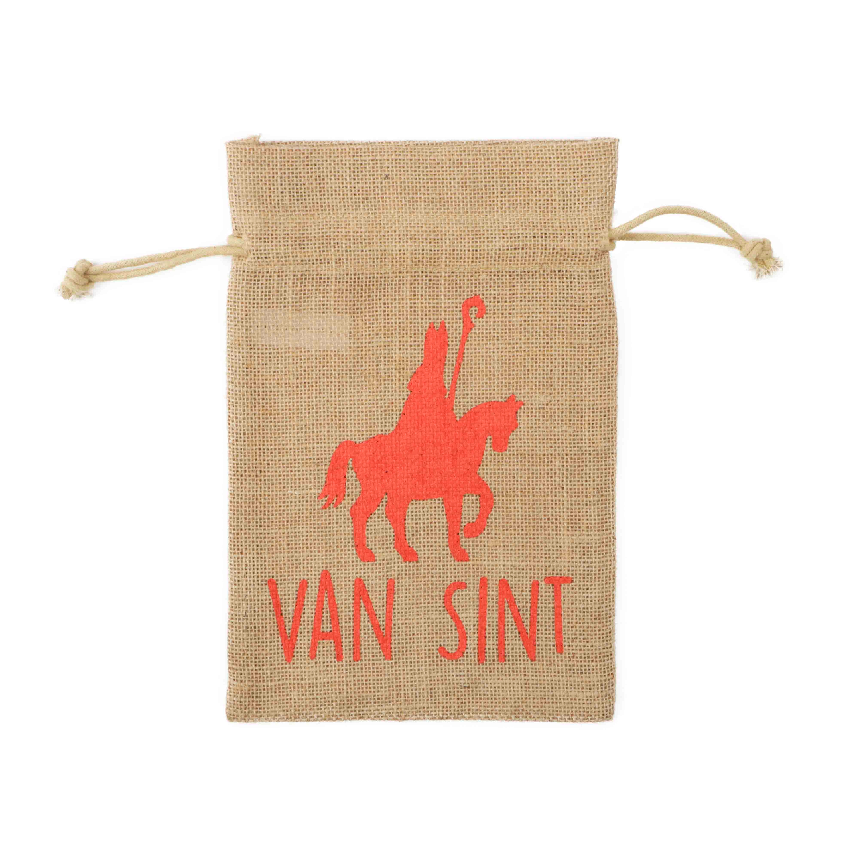 Afbeeldingen van Pak à 25 jute kadozak met trekkoord 20x30 cm Van Sint
