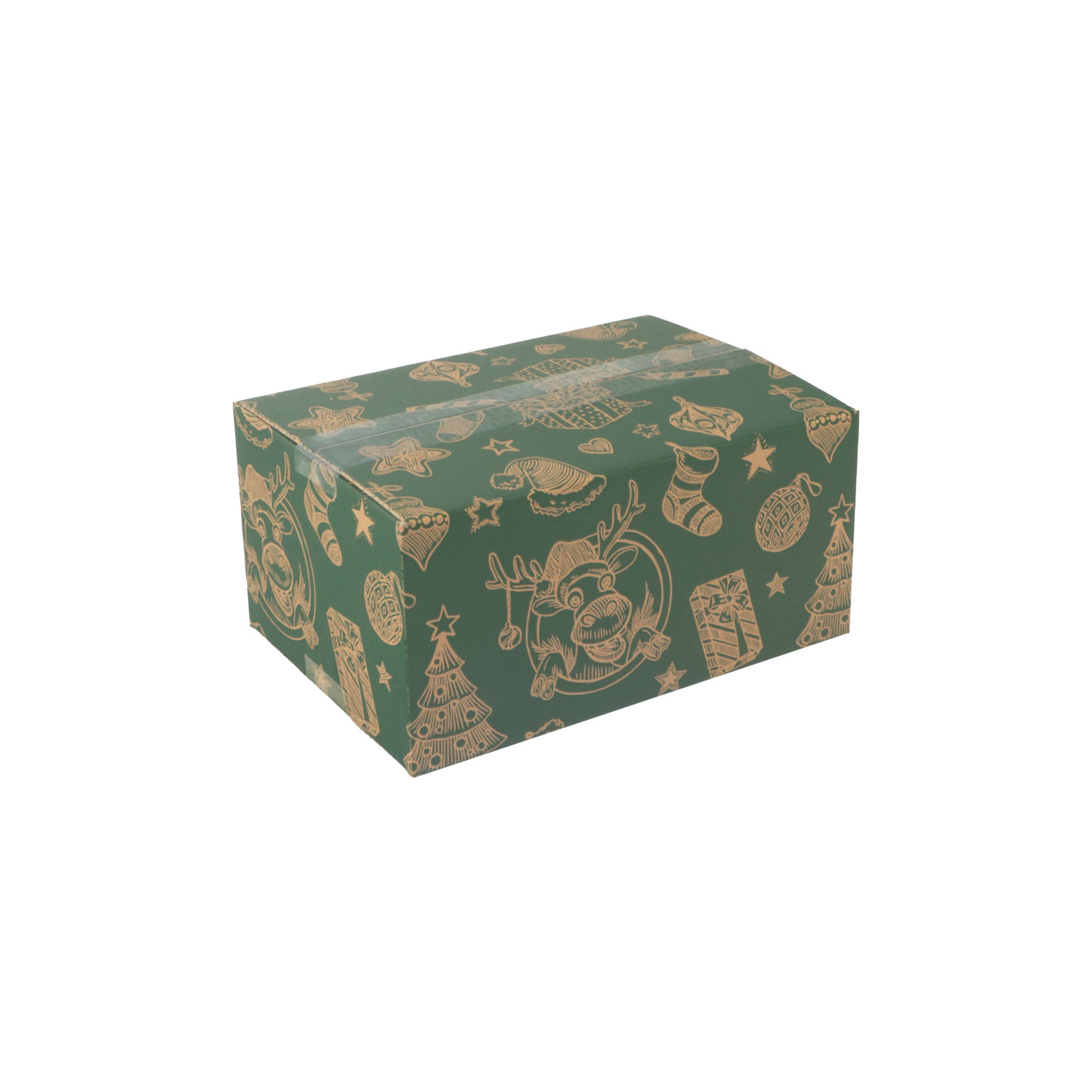 Afbeeldingen van Kerstdoos A140 rendier 31x20x14 cm groen