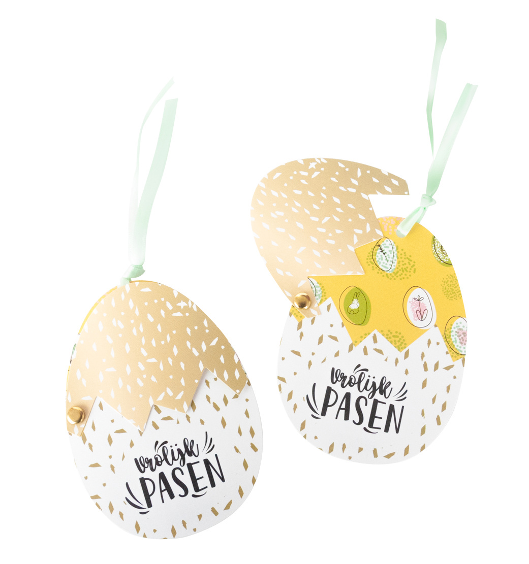 Afbeeldingen van Pak à 12 kadokaartjes 8,5x11,6 cm Paas ei (ucl)