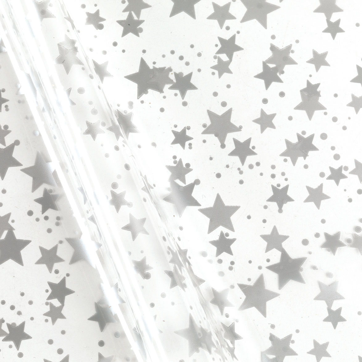 Afbeeldingen van Rol Kerstfolie 70 cm 100 mtr 30 my sterren zilver