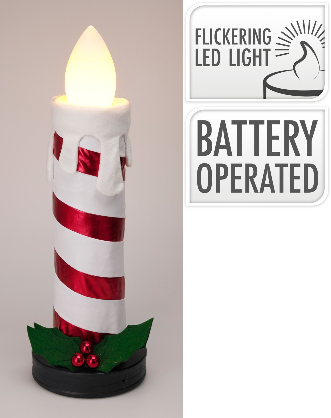 Afbeeldingen van Inklapbare kaars 60 cm rood/wit met led verlichting 