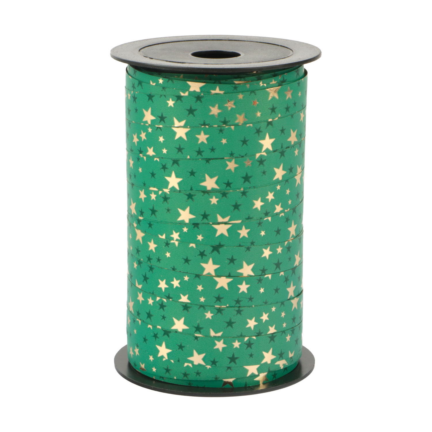 Afbeeldingen van Rol Kerstlint 10 mm 50 mtr Sterren groen