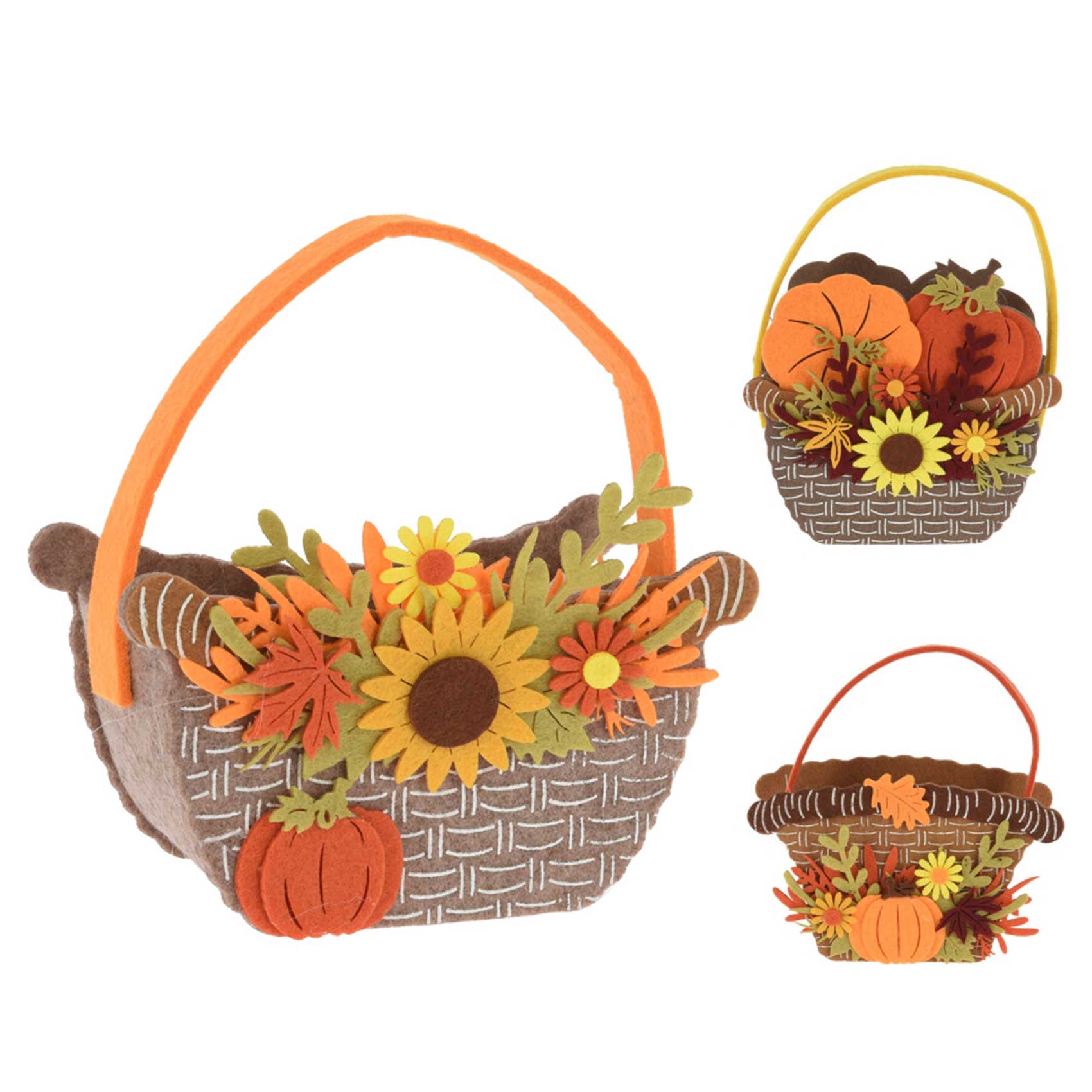 Afbeeldingen van Vilten tasje 16 cm herfstbloemen assorti
