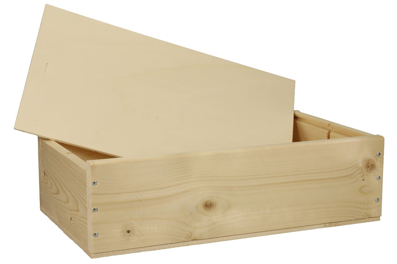 Afbeeldingen van Kist met houten schuifdeksel, 2 fles