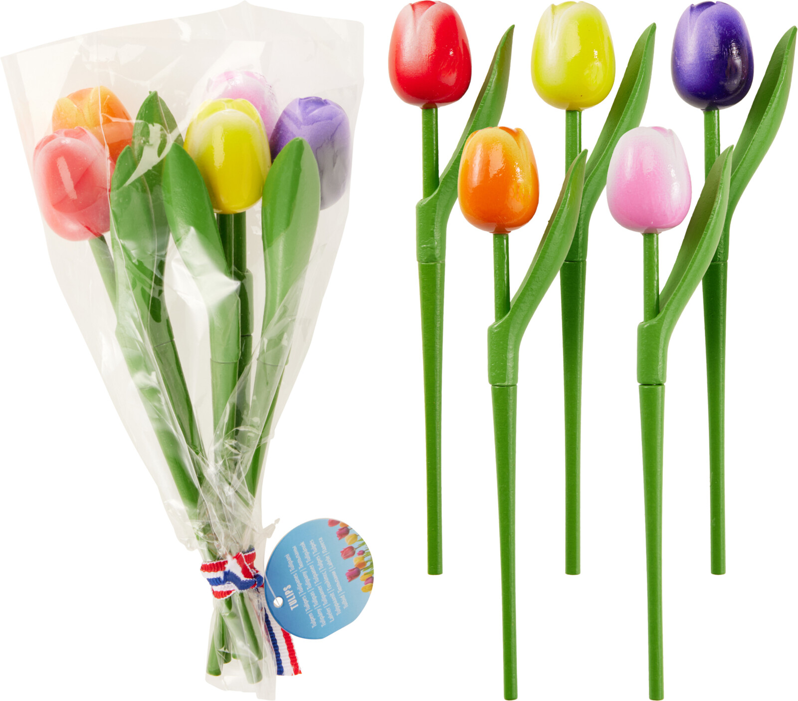 Afbeeldingen van Tulpen boeket hout 18 cm set van 5