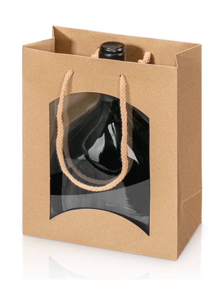 Afbeeldingen van Pak à 20 kadotas met venster 17+8,5x20 cm kraft 