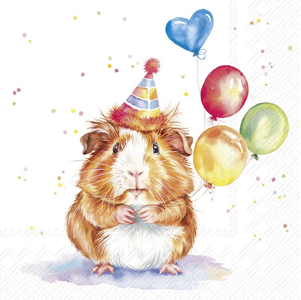 Afbeeldingen van Pak à 20 servetten 33x33 cm 3 laags Jarige hamster