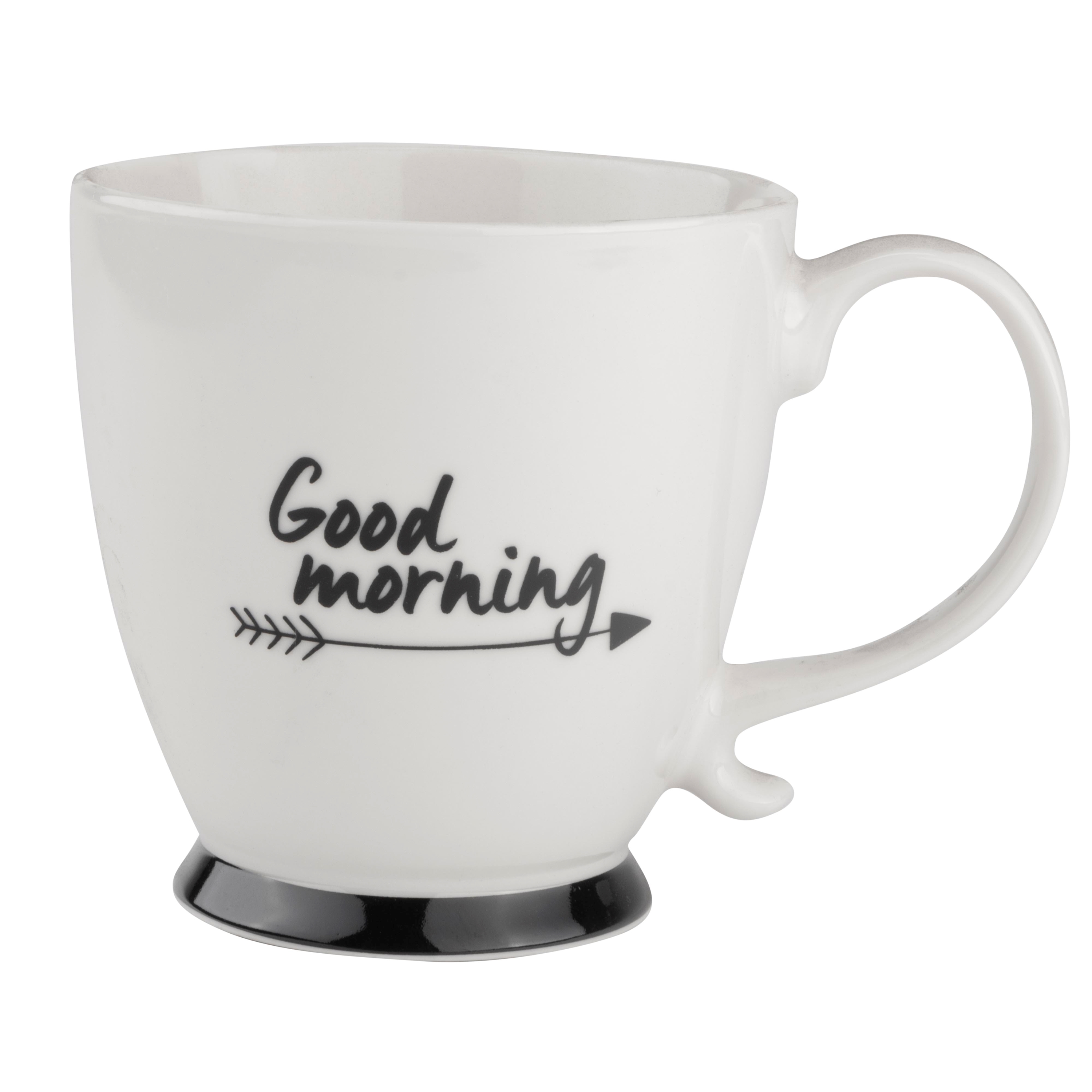 Afbeeldingen van Mok keramiek 350 ml wit/zwart Good morning