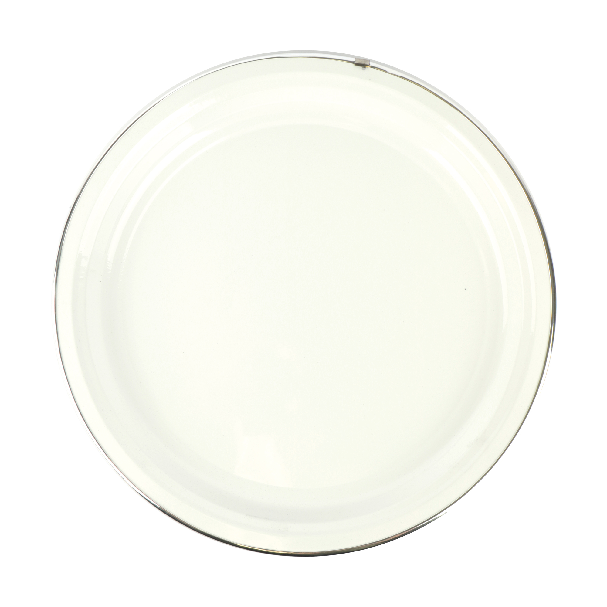 Afbeeldingen van Metalen bord 39,5 cm wit met kunststof zilveren rand