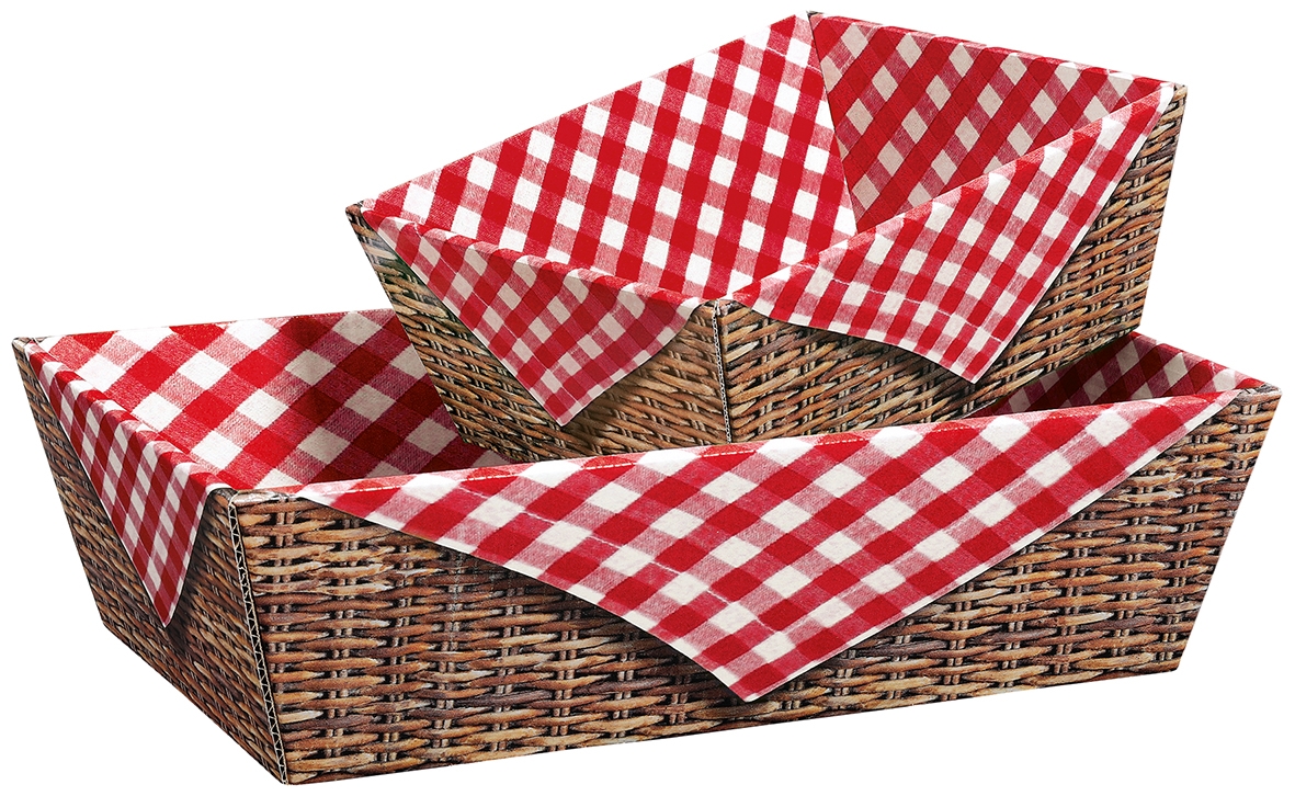 Afbeeldingen van Ds à 25 kartonnen bak 33,6x19,6x11 cm  rode ruit