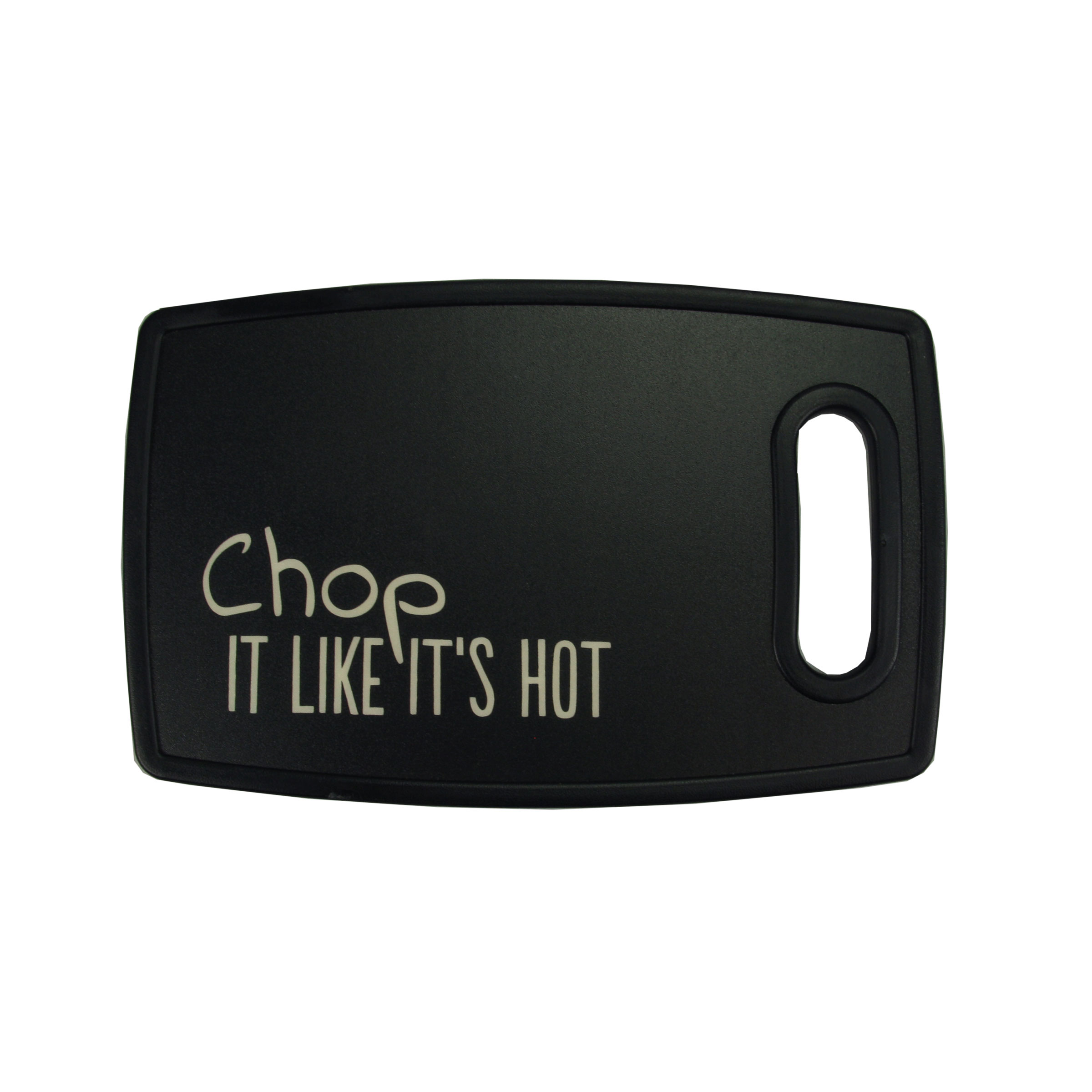 Afbeeldingen van Kunststof snijplank 25x16x1,2 cm met greep Chop it like it's hot