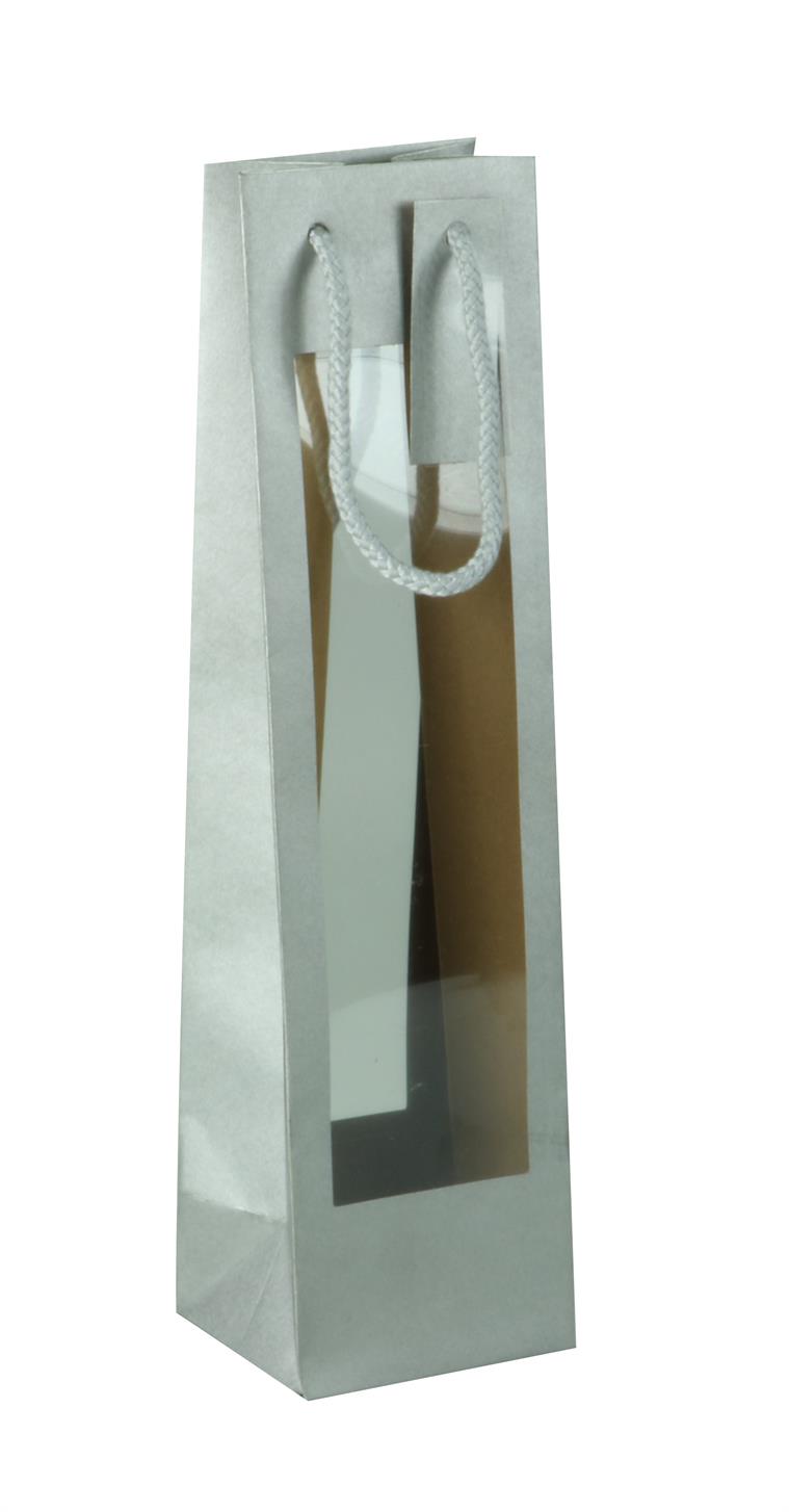 Afbeelding van Pak à 20 1 fles draagtas dubbel venster zilver (uc)