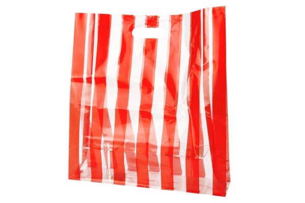 Afbeelding van Ds à 250 blokbodemtas glashelder pp Rode streep