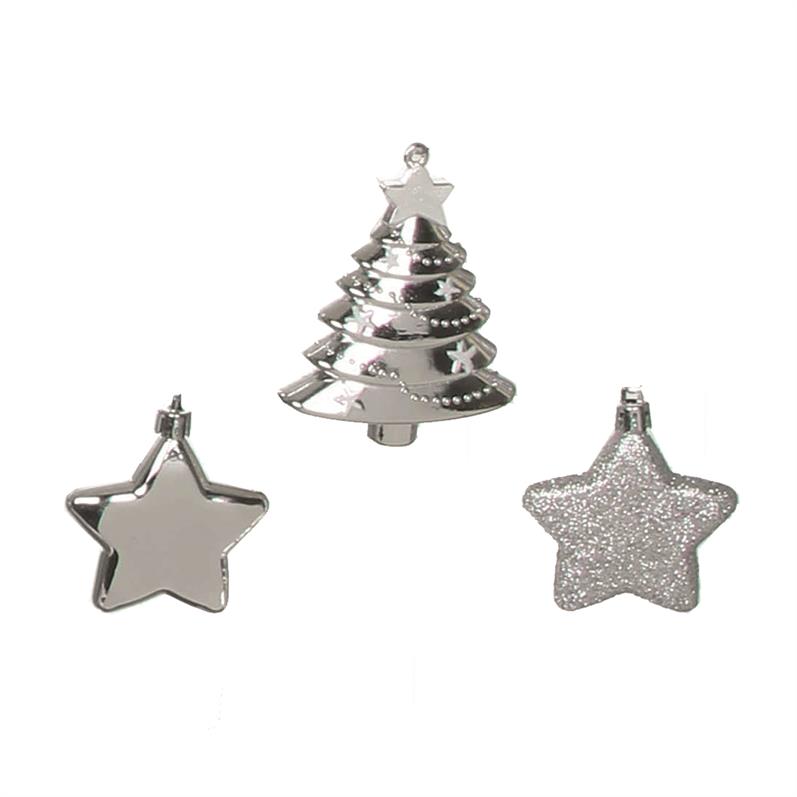Afbeelding van Kerstdecoratie Ster boom zilver 7,5x1x9 cm assorti (uc)