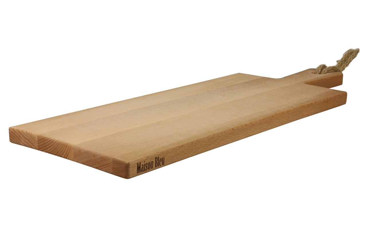 Afbeelding van Beuken plank 59x20x2 cm met greep en touw
