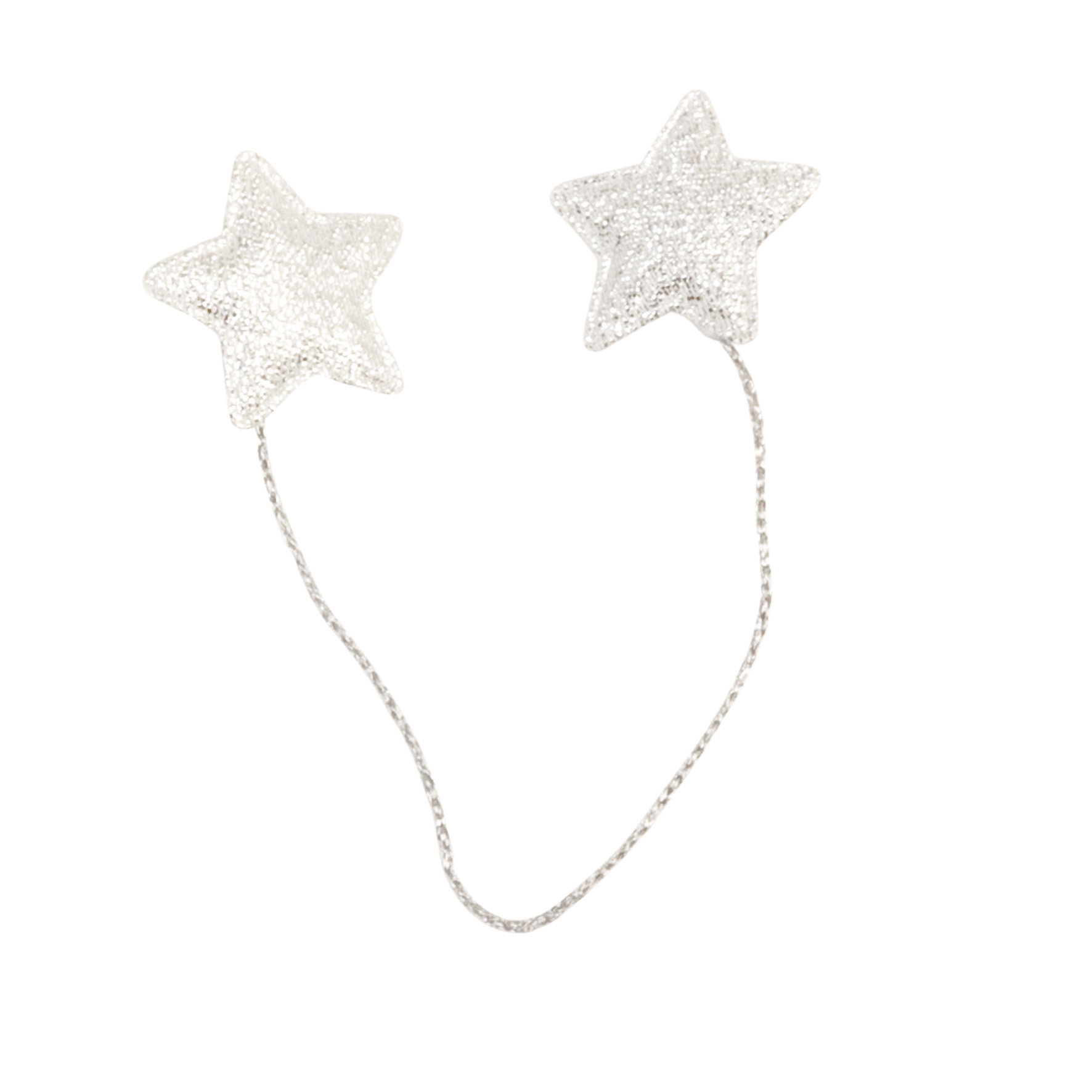 Afbeelding van Zak à 24 decoratie dubbelster op draad 3 cm zilver
