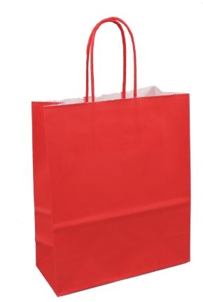 Afbeelding van Pak à 50 papieren tas rood 18+8x22 cm 90grs