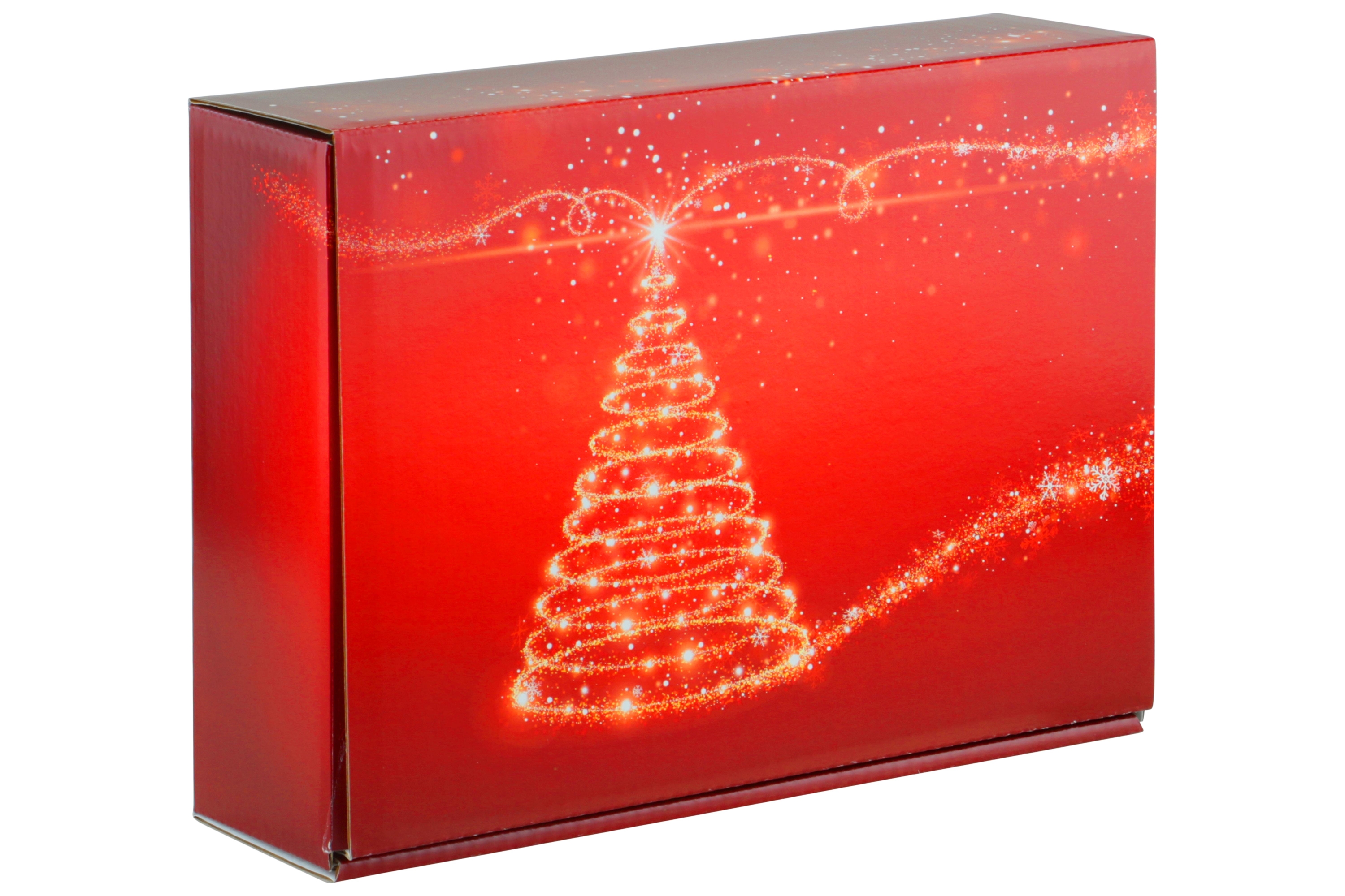 Afbeelding van Geschenkdoos 3 fles 36x25x9 cm rood Christmas Tree (uc)