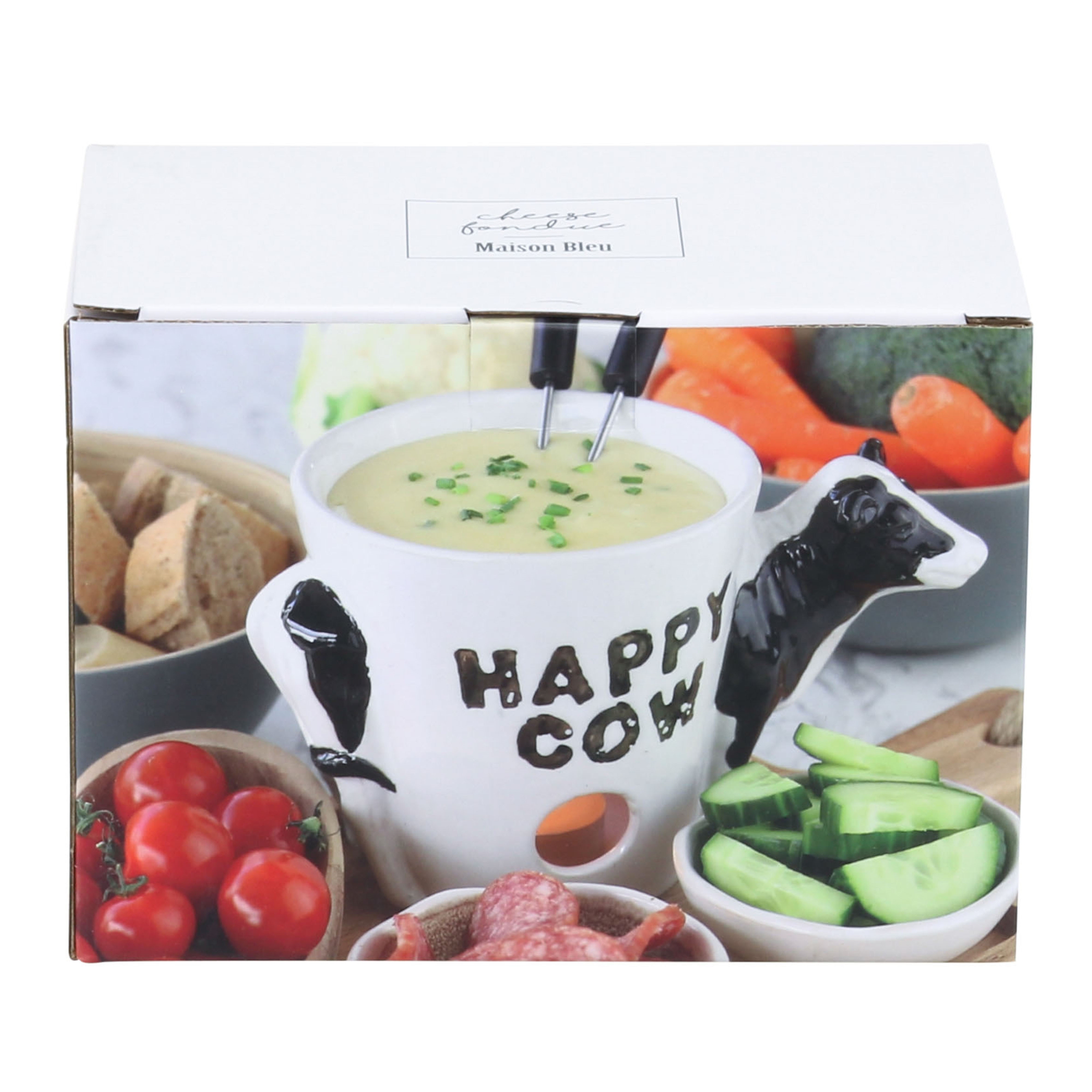 Jongeneel Verpakkingen Fondueset Keramiek Koe Met 2 Vorkjes