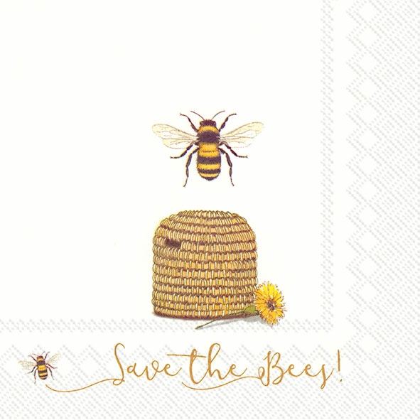 Afbeelding van Pak à 20 servetten 33x33 cm 3 laags Save the bees 
