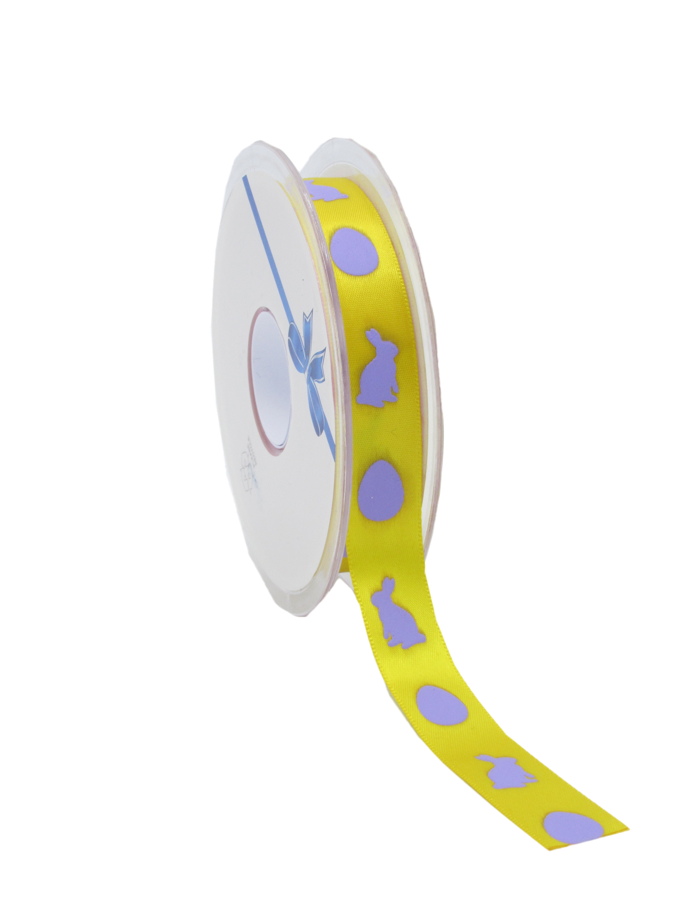 Picture of Rol satijnlint 15 mm 25 mtr Vrolijk Pasen geel(ucl)