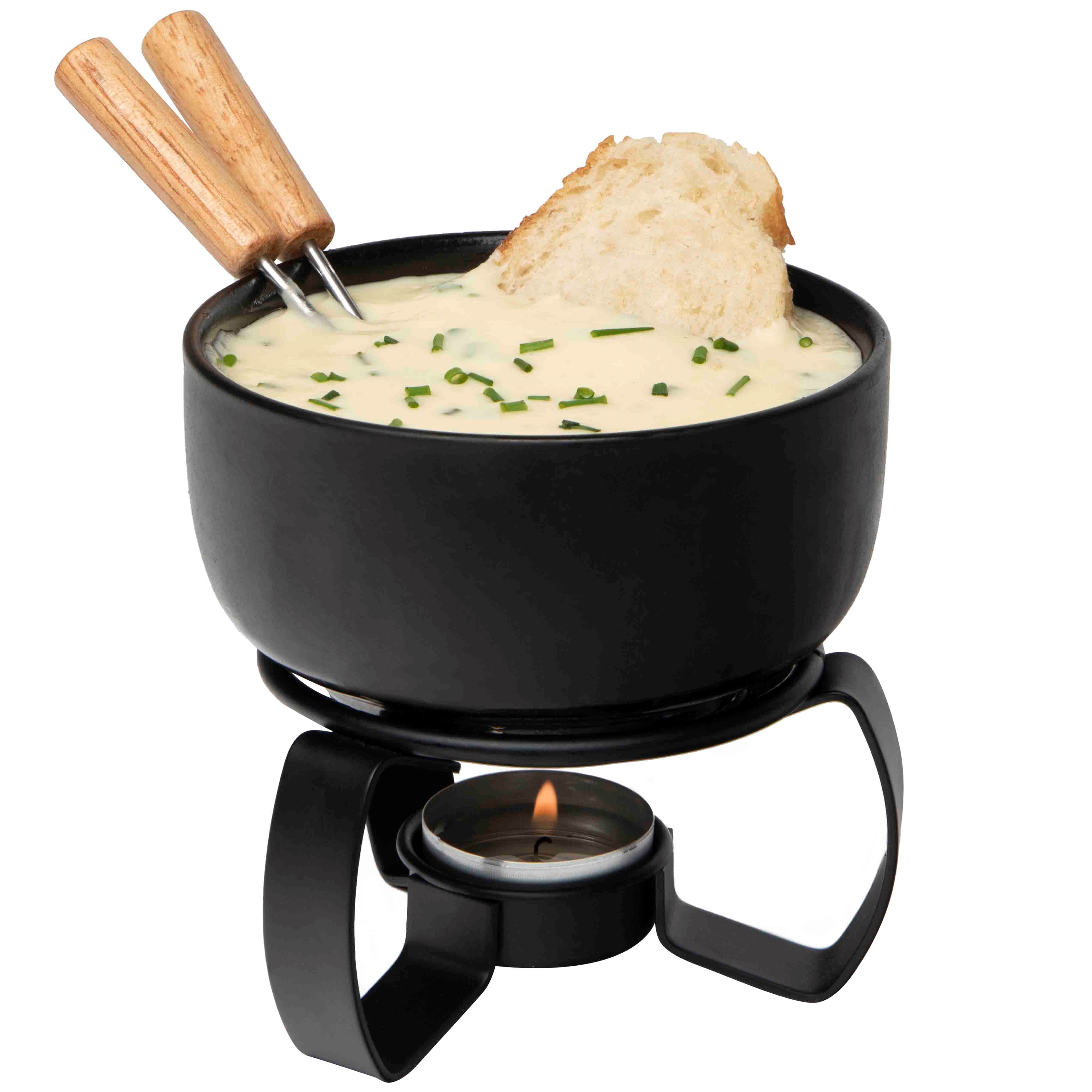 Jongeneel Verpakkingen Fondueset Met 2 Vorkjes Mat Zwart