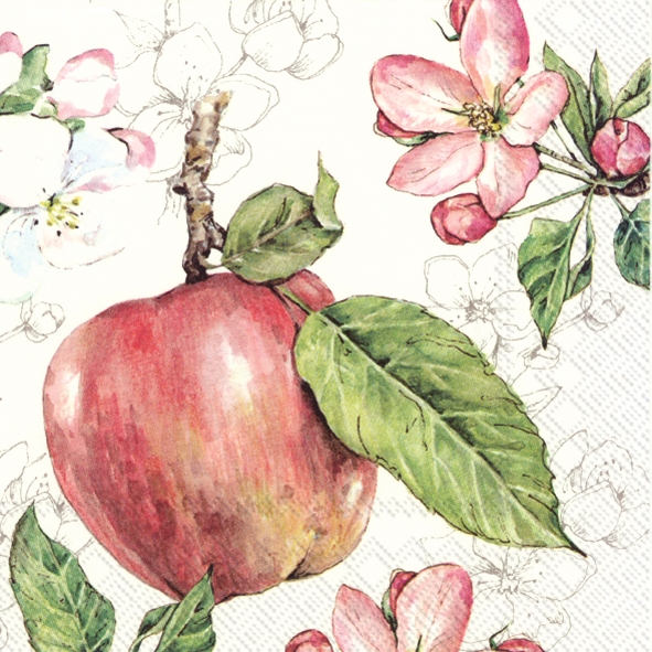 Afbeelding van Pak à 20 servetten 33x33 cm 3 laags Appel met bloesem
