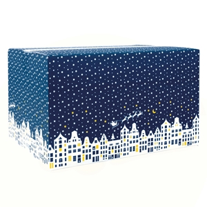 Picture of Kerstdoos C232 Geveltjes 39x29x23,2 cm blauw (uc)