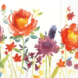Afbeelding van Pak à 20 servetten 33x33 cm 3 laags Bloemen Aquarel (uc)