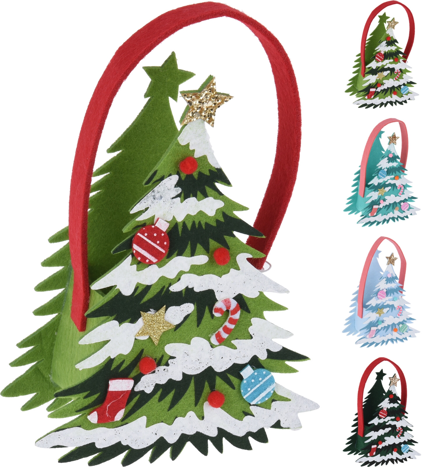 Afbeelding van Vilten tasje 19 cm kerstbomen assorti