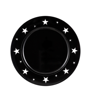Afbeelding van Kunststof onderbord met sterren 33 cm  zwart