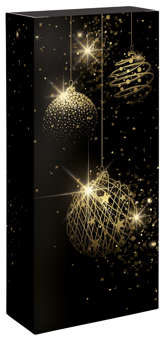 Afbeelding van Ds à 50 kokerdoos  2 fles 16,2x7,8x36,3 cm Kerst Deluxe zwart
