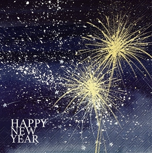 Afbeelding van Pak à 20 servetten 33x33 cm 3 laags Happy new year Stars