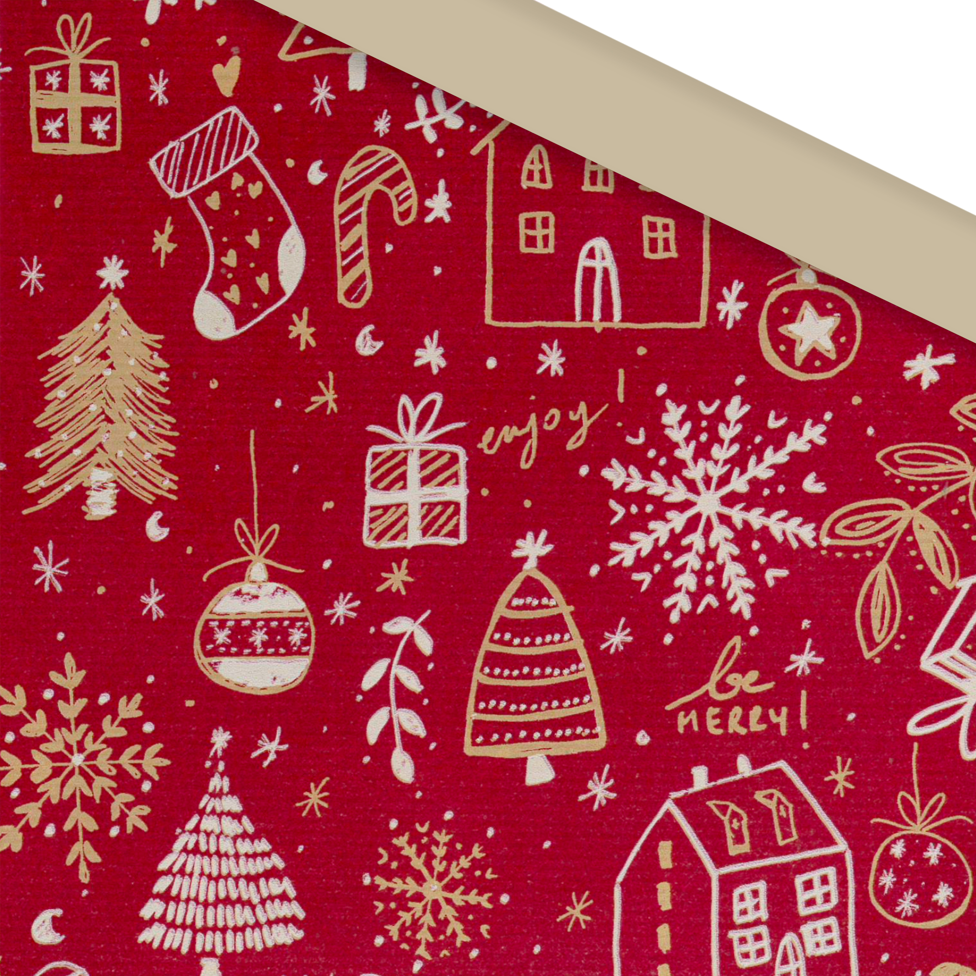 Afbeelding van Rol Kerstpapier 50 cm 250 mtr Noel! rood en wit op kraft