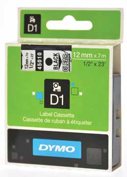 Picture of Dymo tape transparant/zwart 45010 (uc)