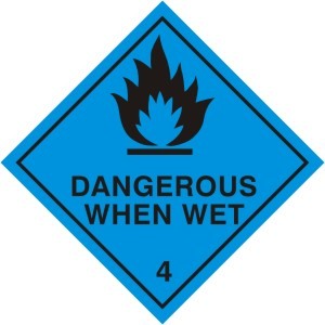 Picture of Rol à 1000 gevaren etiket  blauw Vlam Dangerous when wet  (uc)