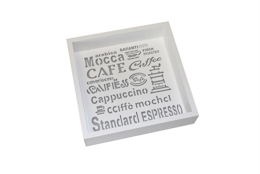 Picture of Houten dienblad 19x19x4 cm wit Coffee