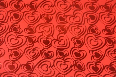 Afbeelding van Rol kadopapier 50 cm/100 mtr Triple Heart Rood (uc)