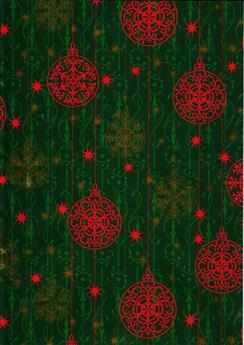 Picture of Rol Kerstpapier 30 cm/200 mtr  Metallic groen/rood kerstballen (uc)