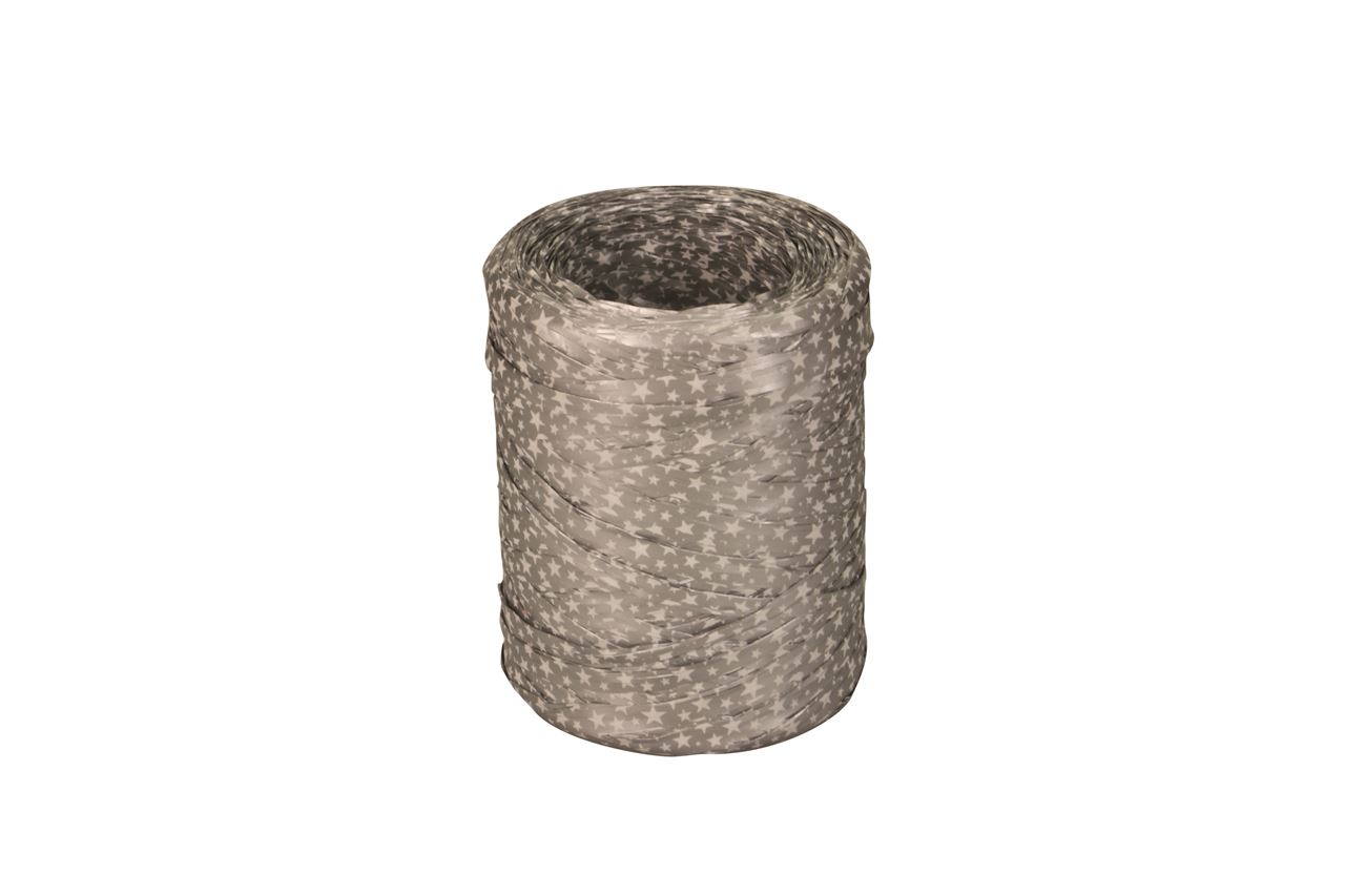 Afbeelding van Rol à 200 mtr raffia kerst zilver 5 mm