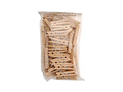 Afbeelding van Pak à 50 mini wasknijpers hout 4,5 cm