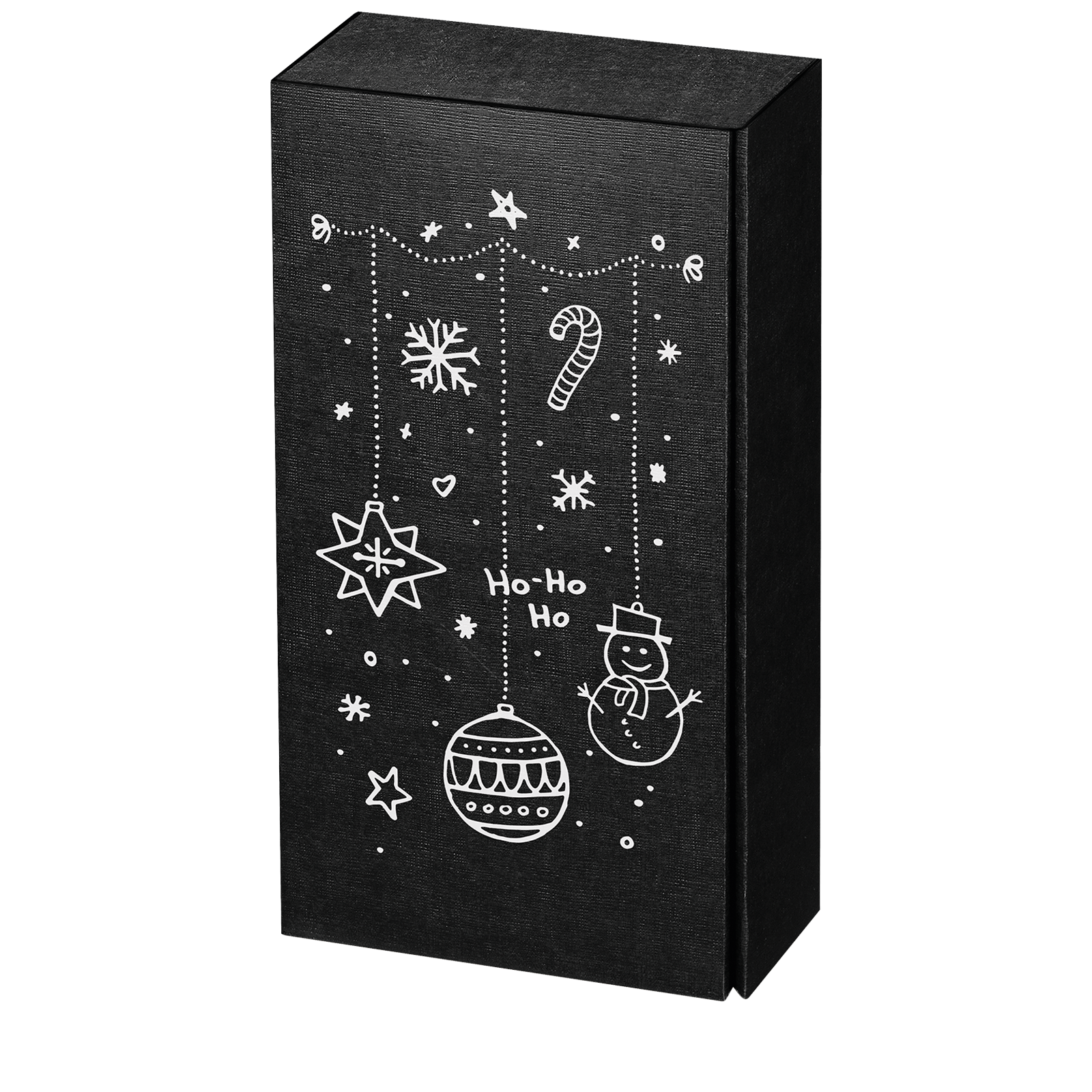 Afbeelding van Geschenkdoos 2 fles 36x18x9 cm Kerst zwart Hohoho (uc)