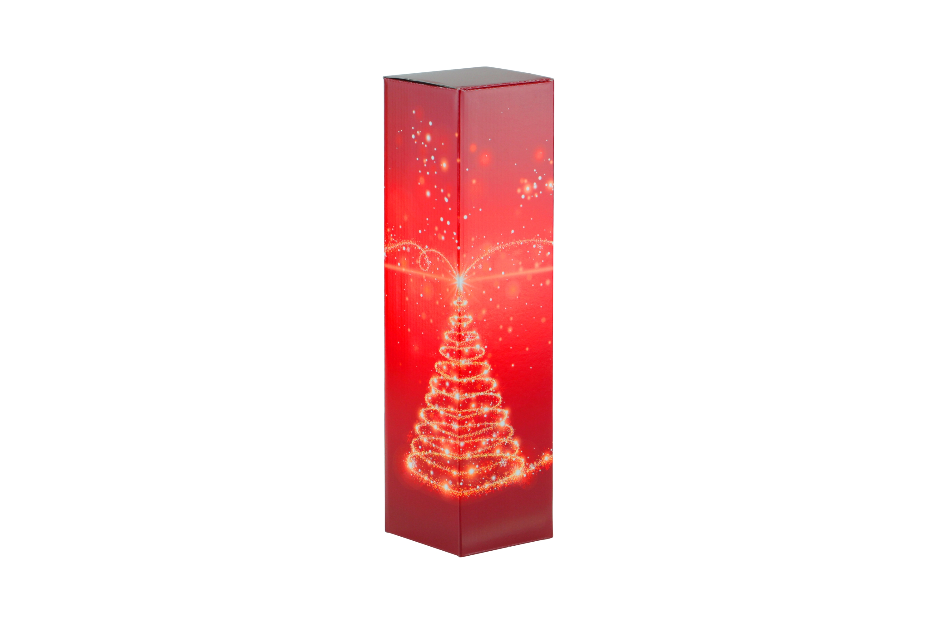 Afbeelding van Kokerdoos 1 fles 9x9x35,5 cm rood Christmas Tree (uc)