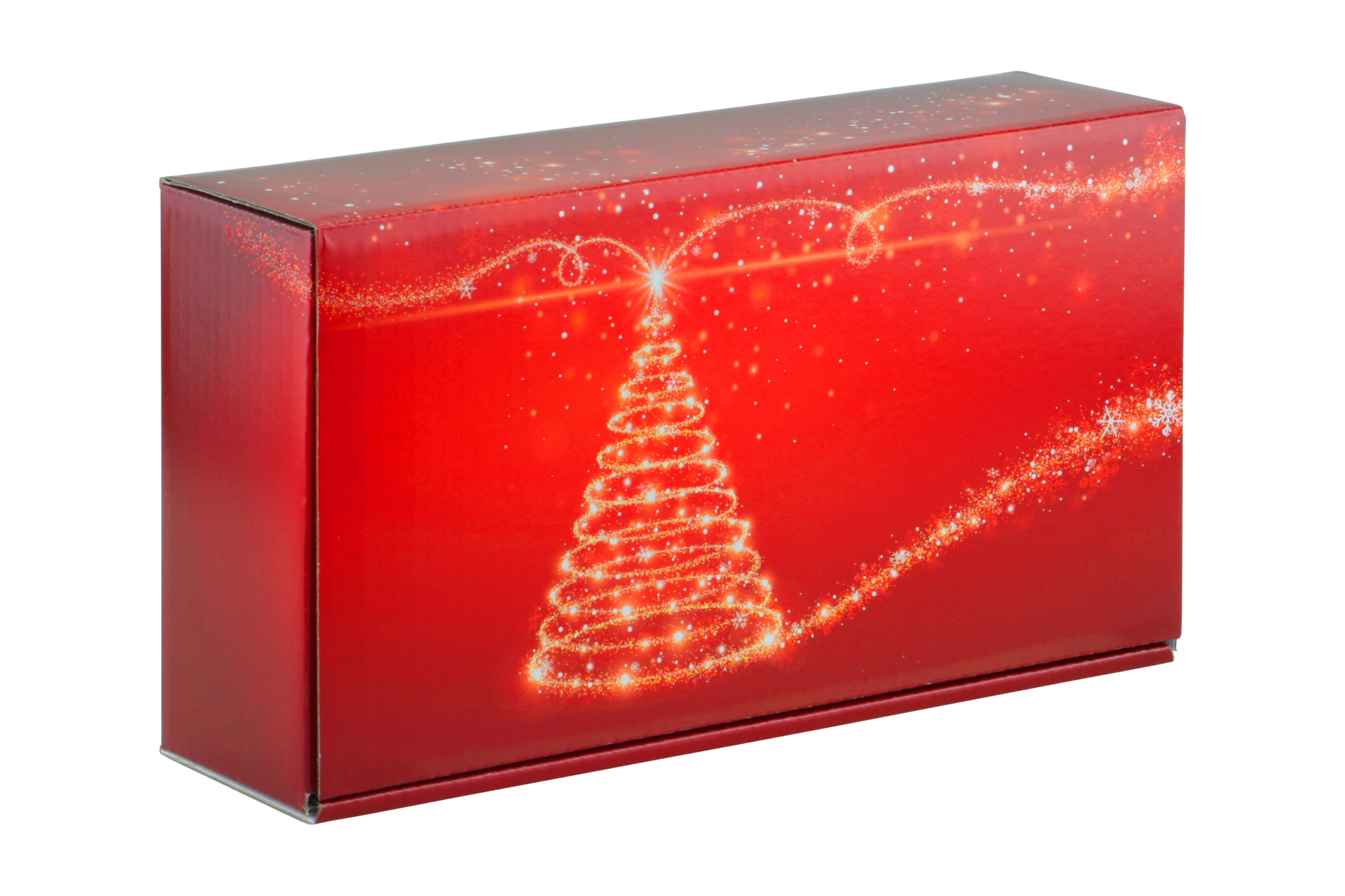 Afbeelding van Geschenkdoos 2 fles 36x18x9 cm rood Christmas Tree (uc)