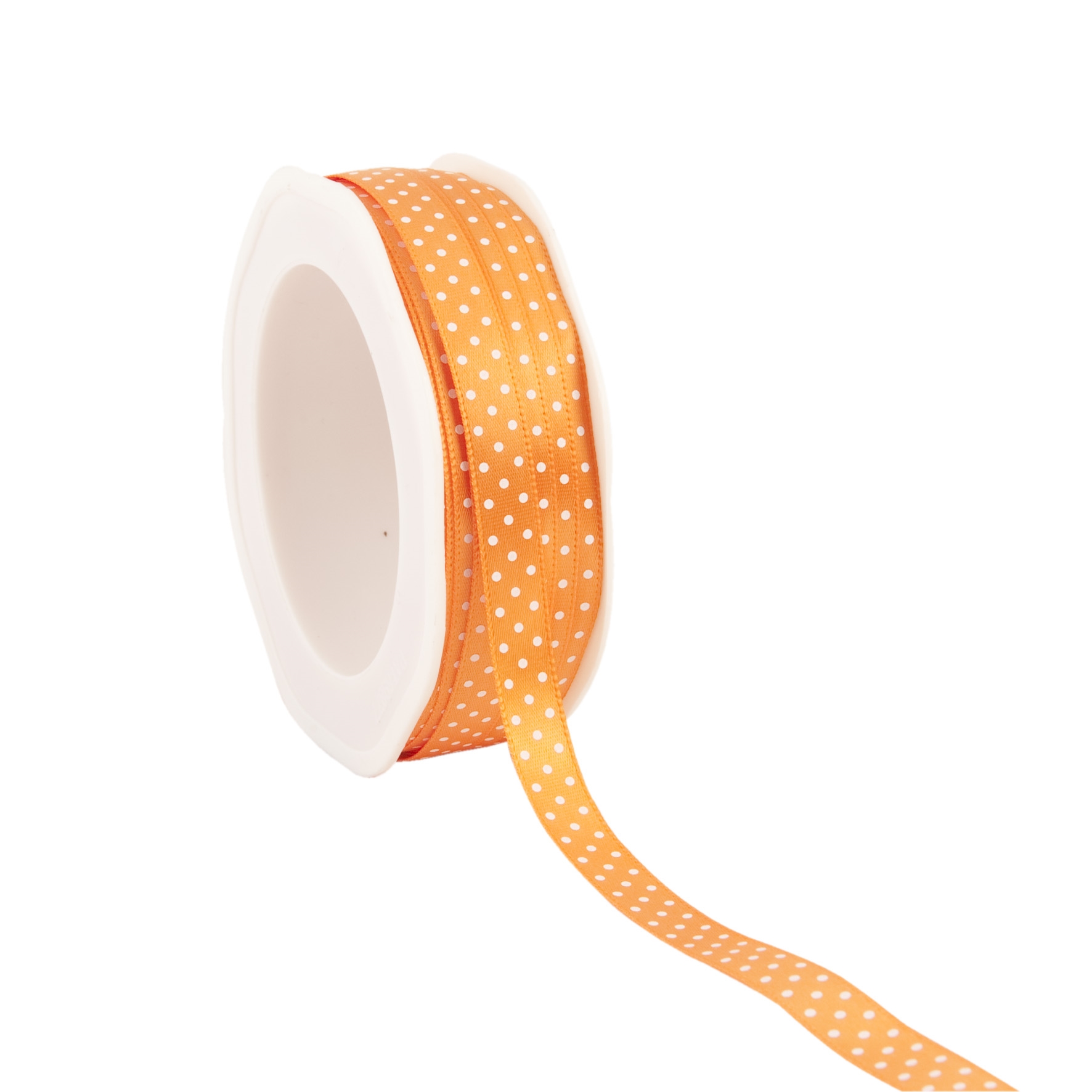 Afbeelding van Rol textiellint 10 mm 25 mtr Dots oranje (uc)