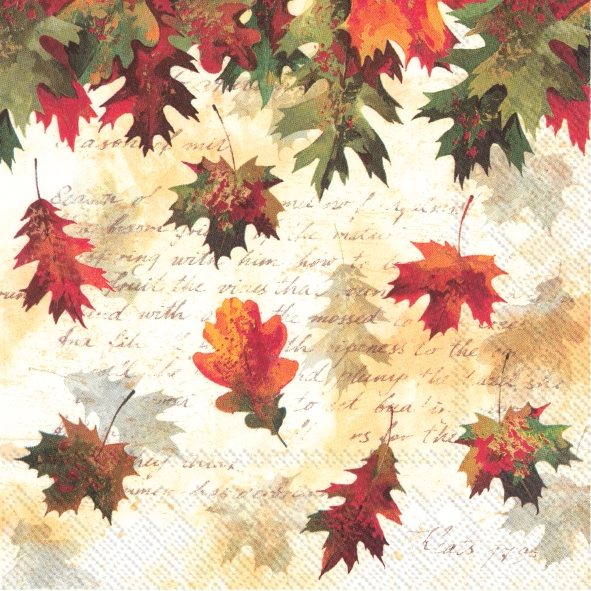 Afbeelding van Pak à 20 servetten 33x33 cm 3 laags Herfstbladeren 